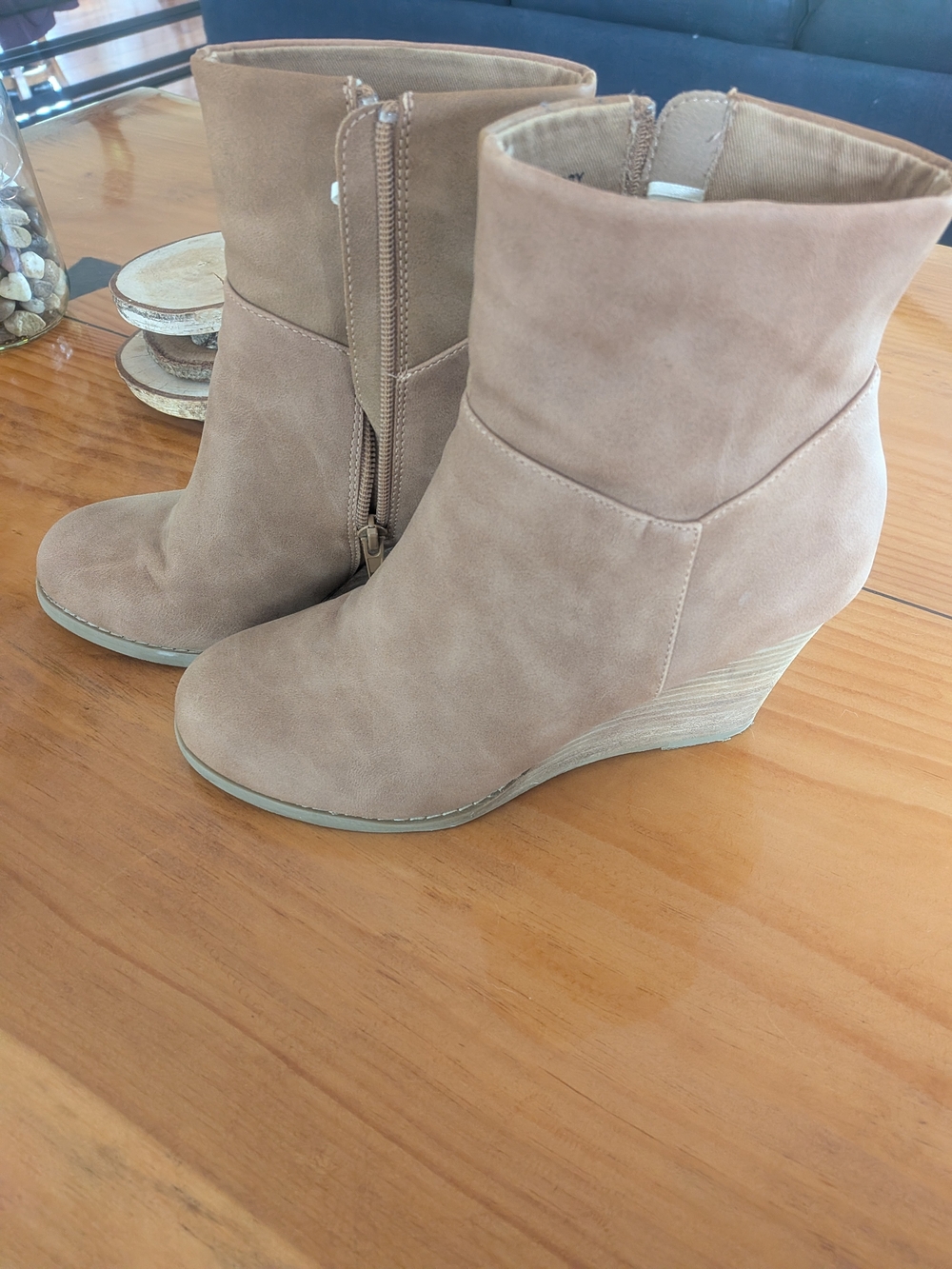 Dolce Vita Taupe Suede Wedge Ankle Boots